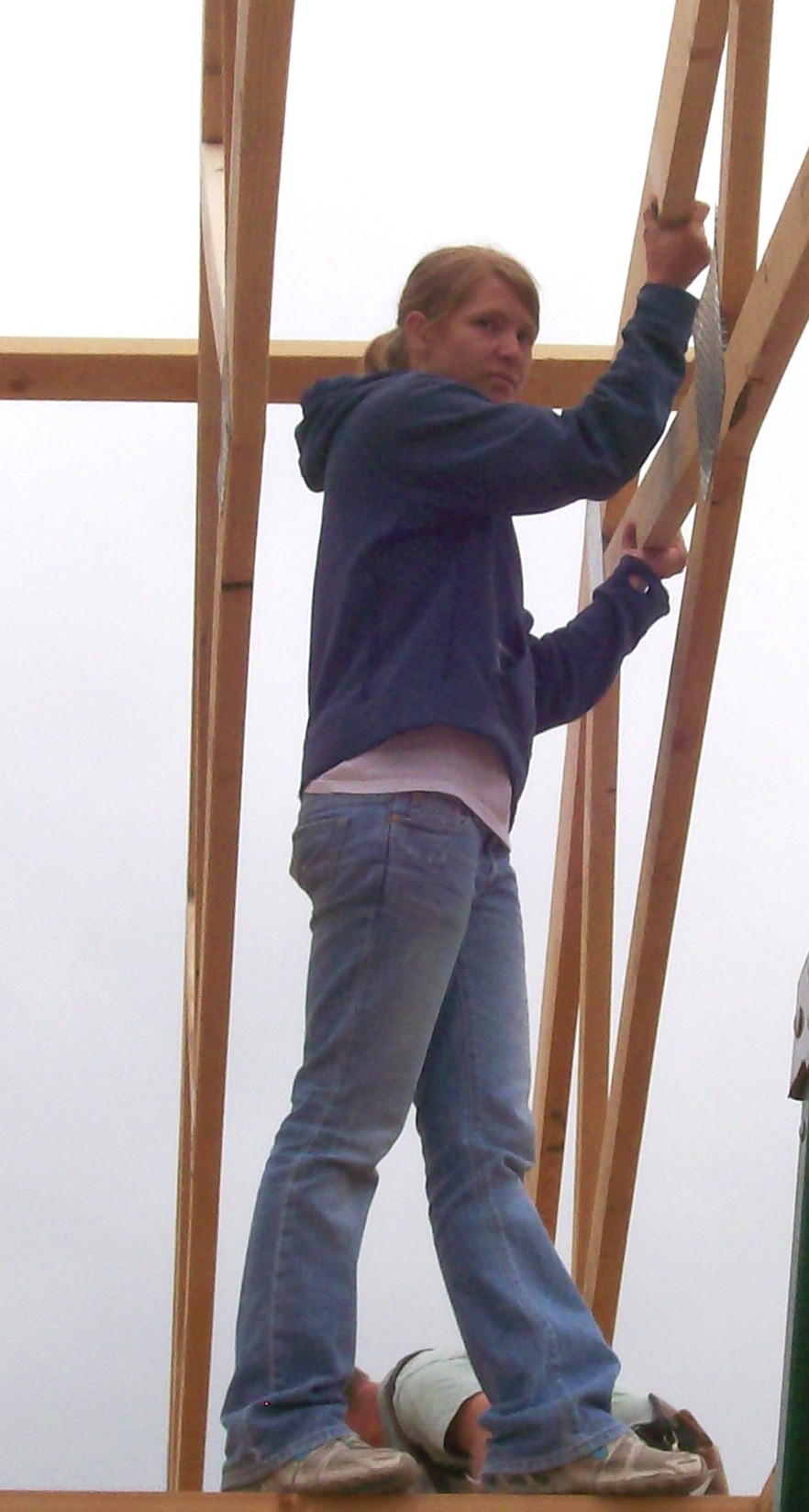 Desiree Hepworth volunteering at one of the Mercy Housing Idaho Self-Help Homeownership homes.