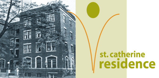 old photo of St Catherine residence and logo of the property
