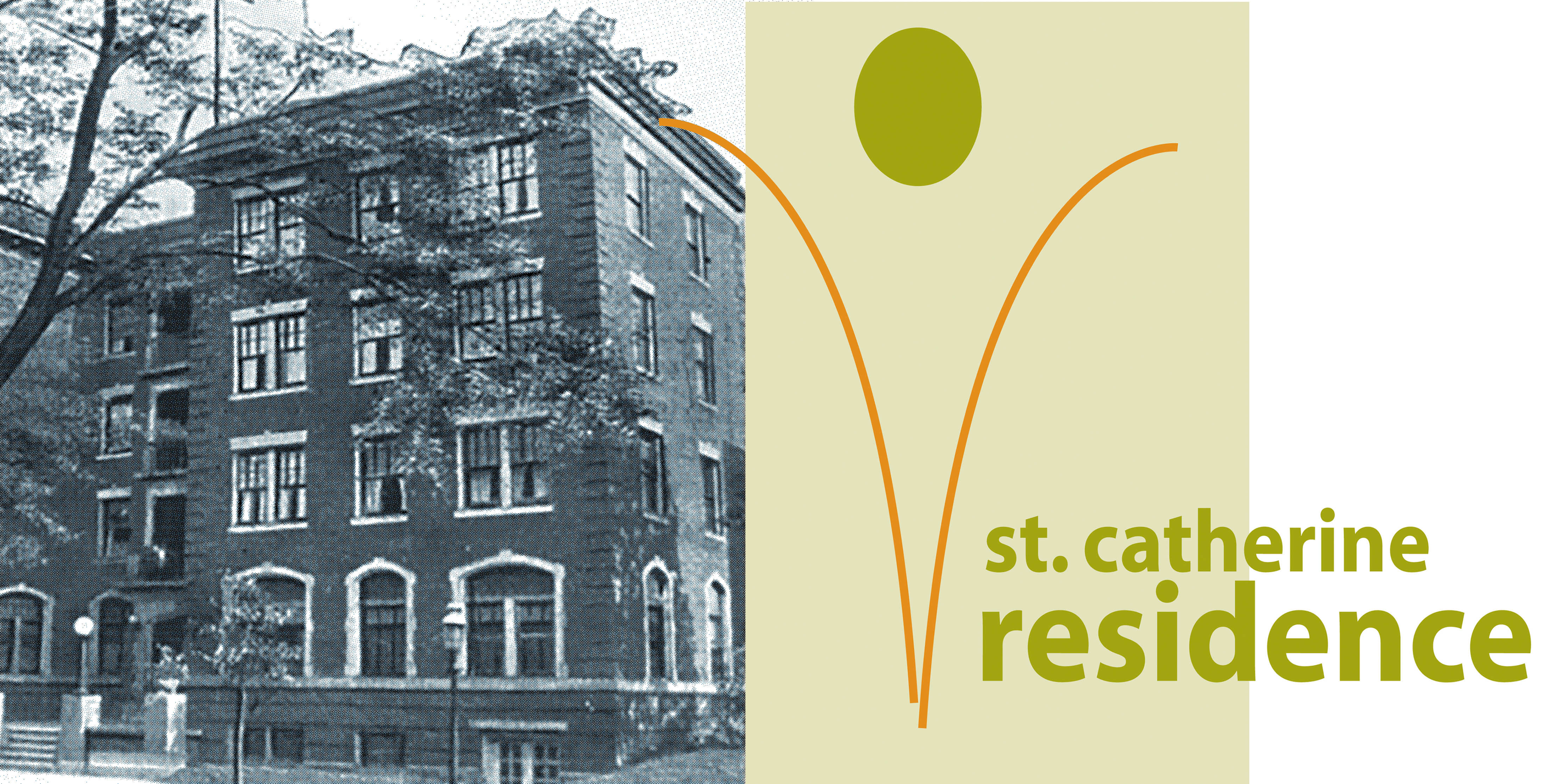 old photo of St Catherine residence and logo of the property