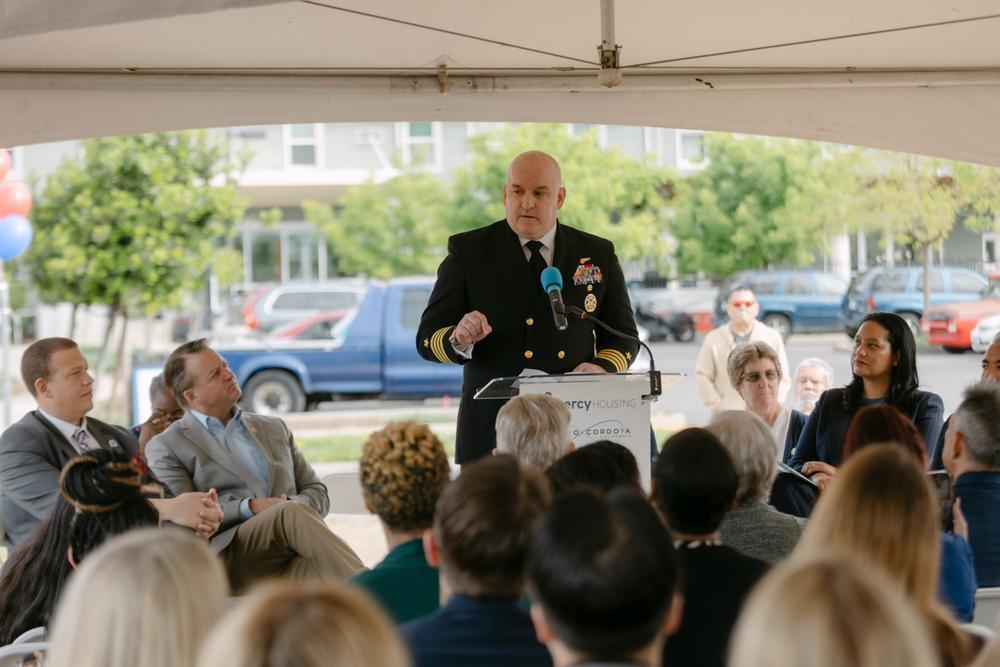 Speaker at the Mather Veterans Village groundbreaking celebration